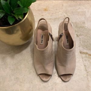 Miu Miu tan suede booties